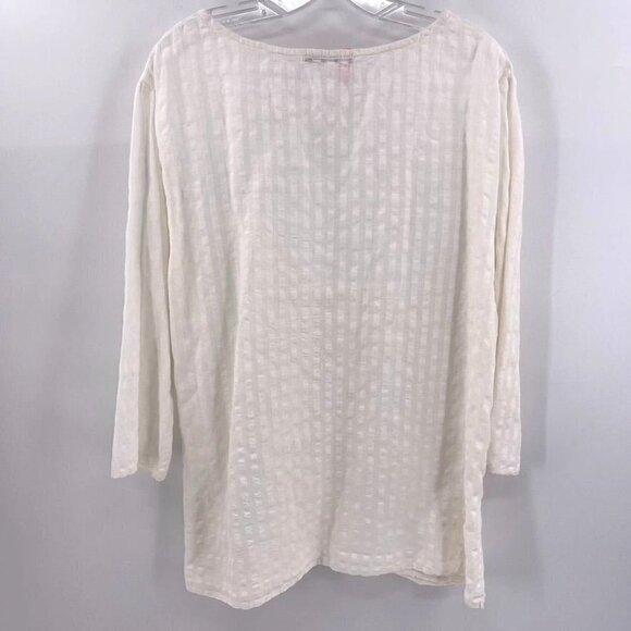 Cut Loose Size XL White Lagenlook Minimalist Coastal Long Sleeve Tunic Top - Picture 4 of 5